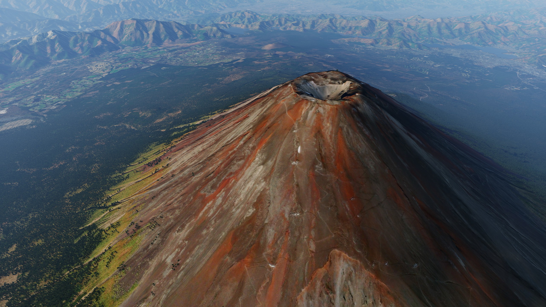 Detailed Mount Fuji and Sorroundings in Summer - Ortho Scenery