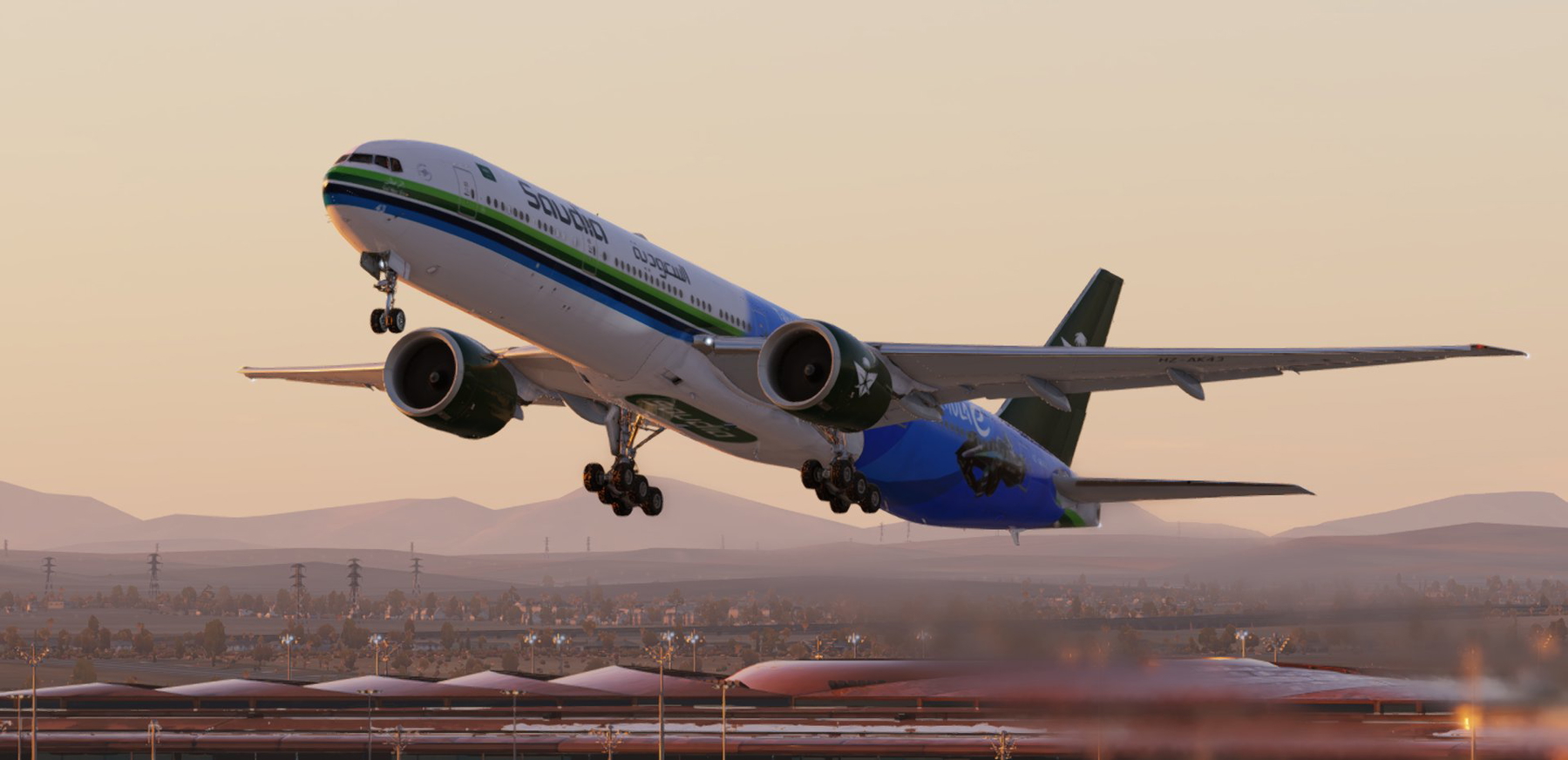 Saudia formula E special livery for FF 777-300ER v2 (HZ-AK43) - X