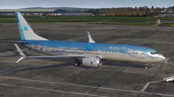 X-Plane World livery G-XPWD by FlySim24 for the B737-800NG LevelUp U1, for X-Plane 12