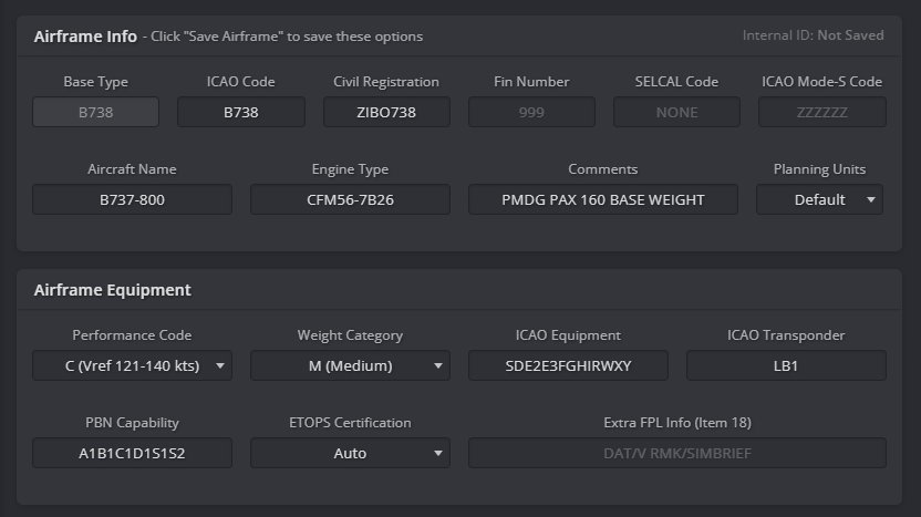 Zibo 737-800 SimBrief profile - X-Plane.to
